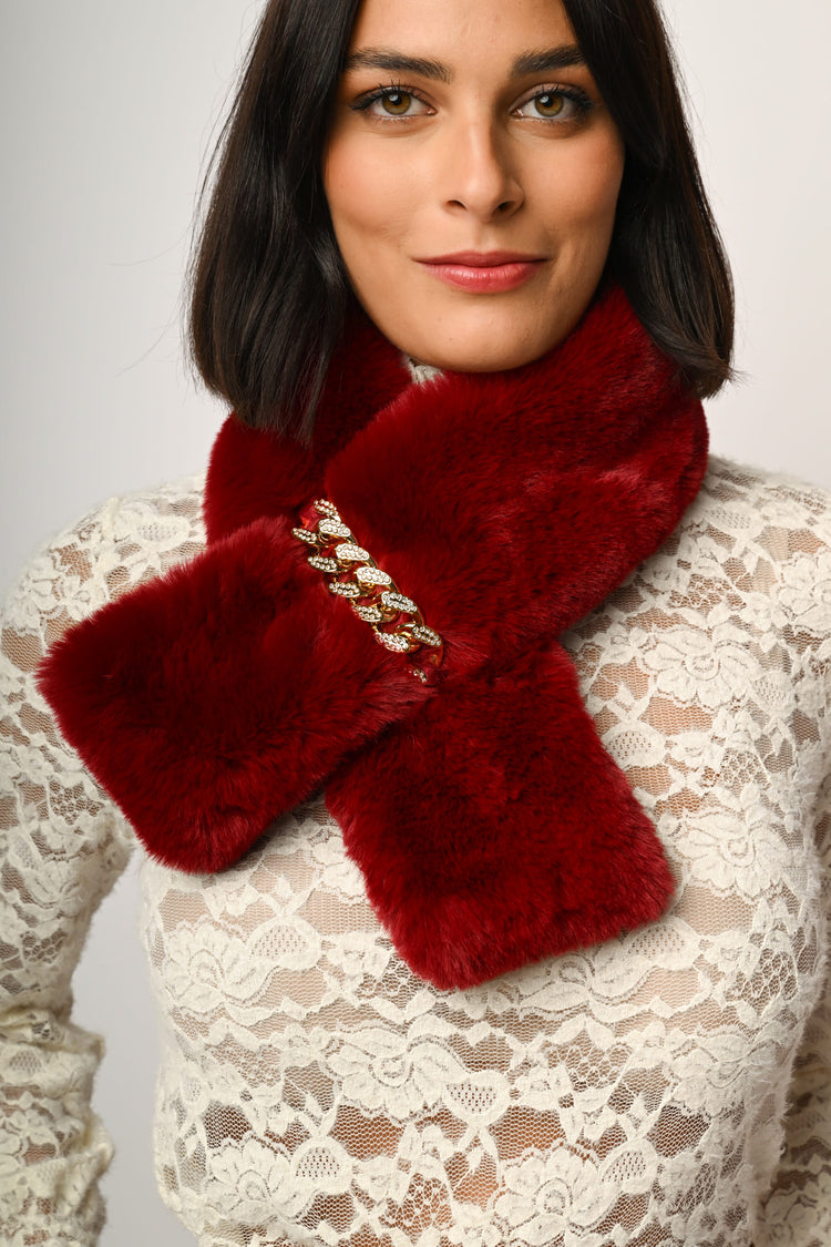 Jewel faux fur scarf