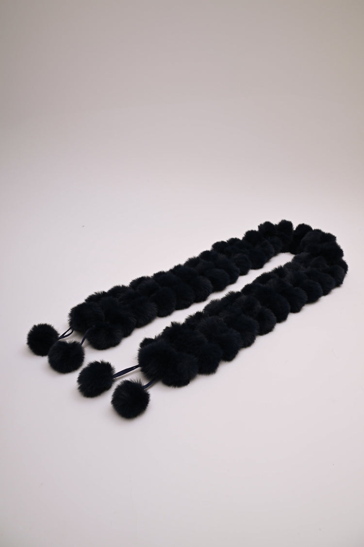 Faux fur pompon scarf
