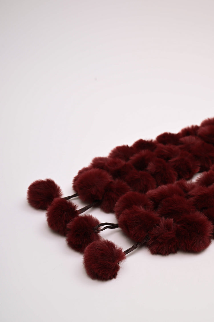 Faux fur pompon scarf
