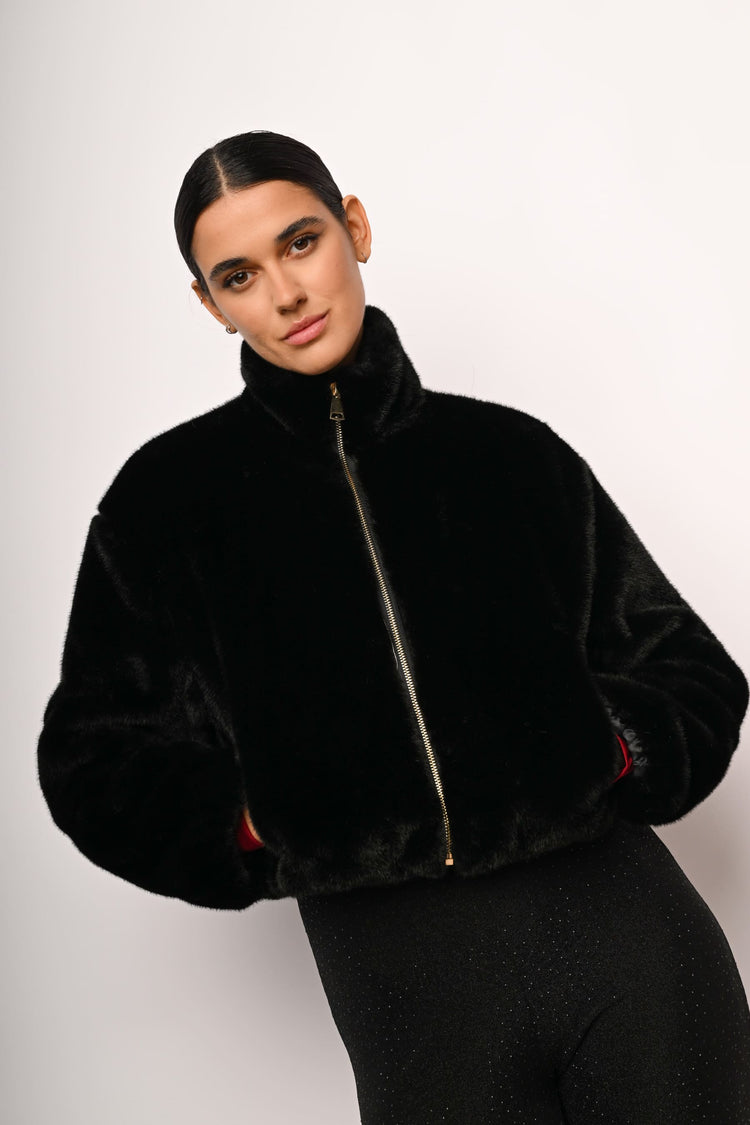 Faux fur bomber jacket