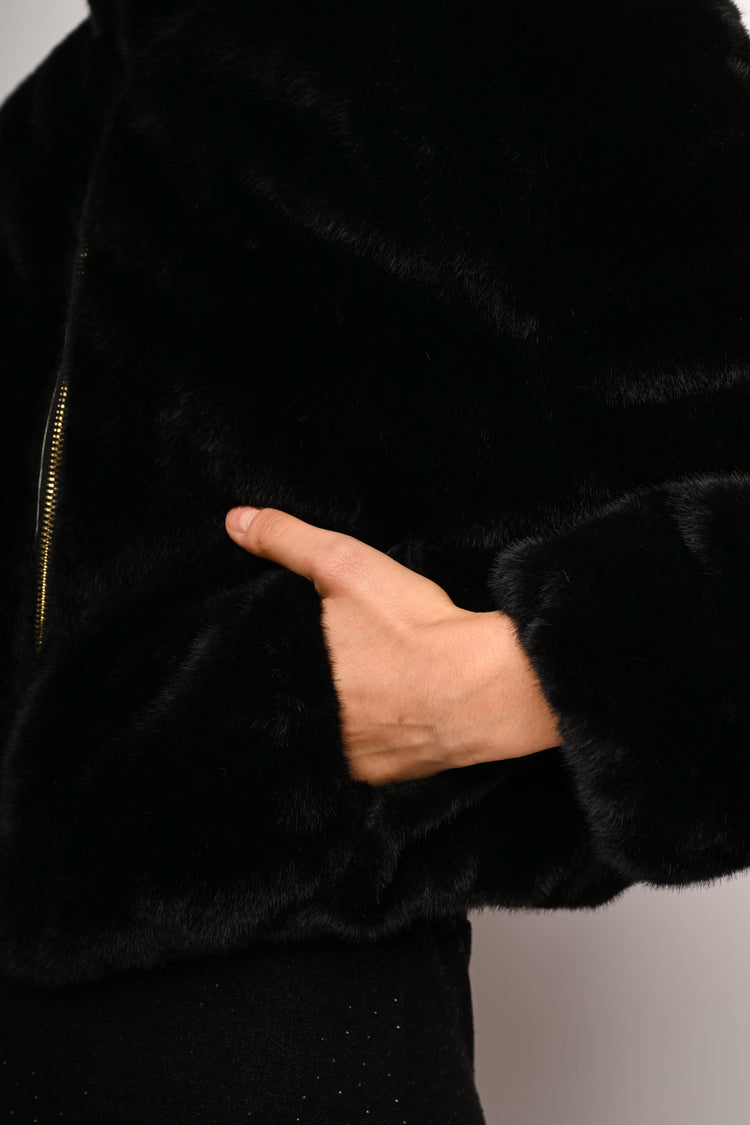 Faux fur bomber jacket