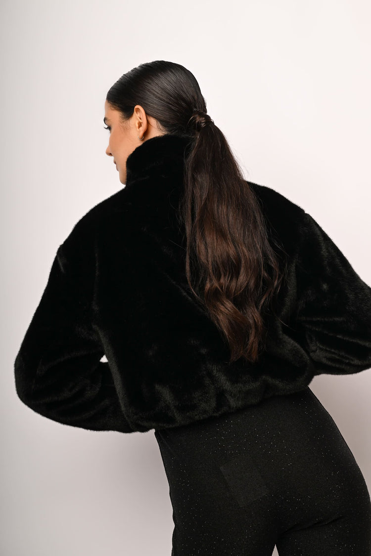 Faux fur bomber jacket