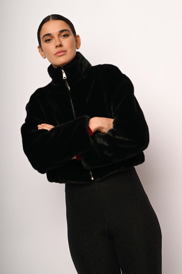 Faux fur bomber jacket