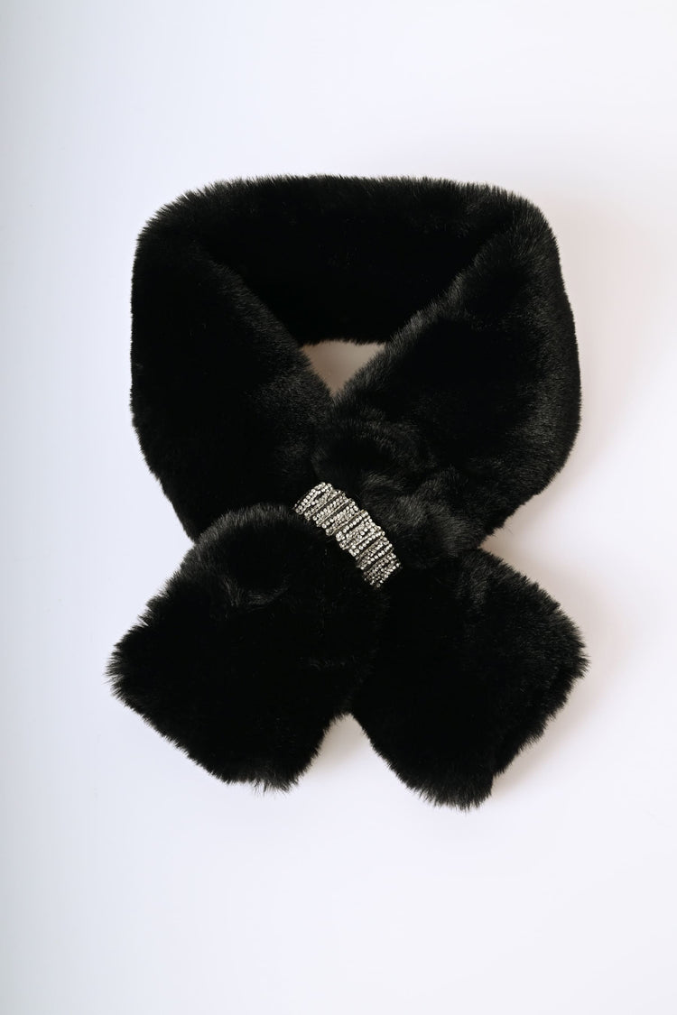 Rhinestones faux fur scarf