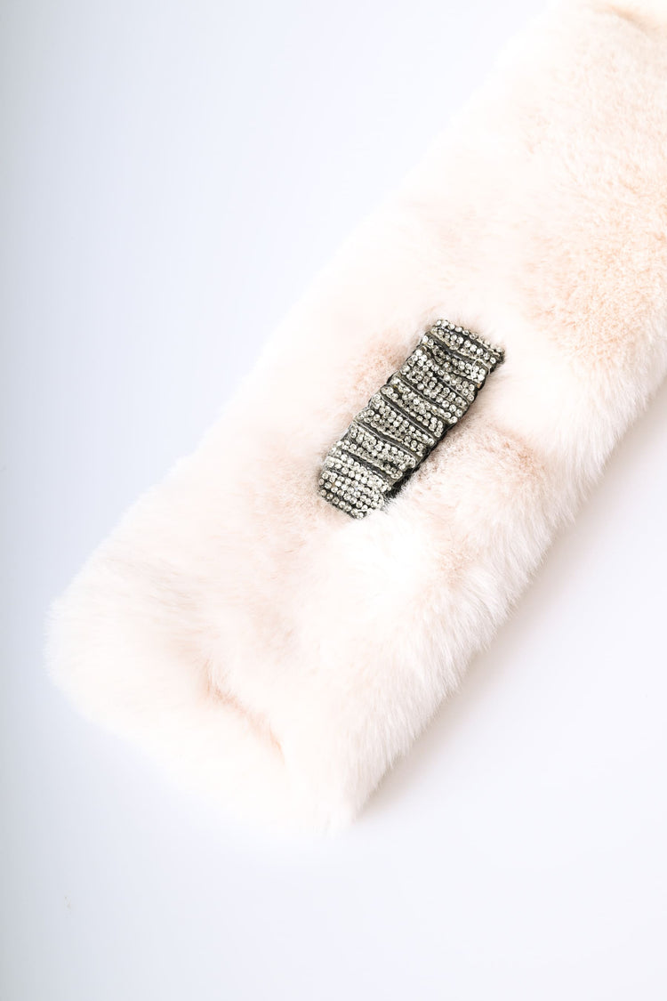 Rhinestones faux fur scarf