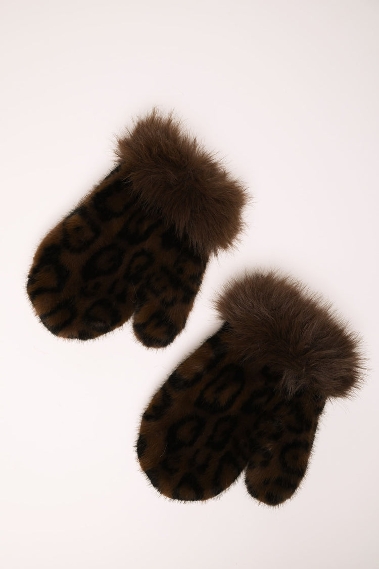 Faux fur mitten gloves