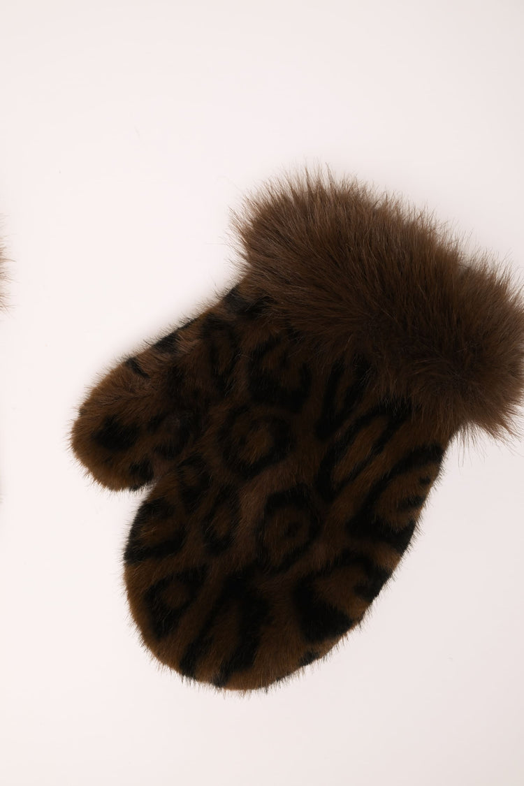 Faux fur mitten gloves