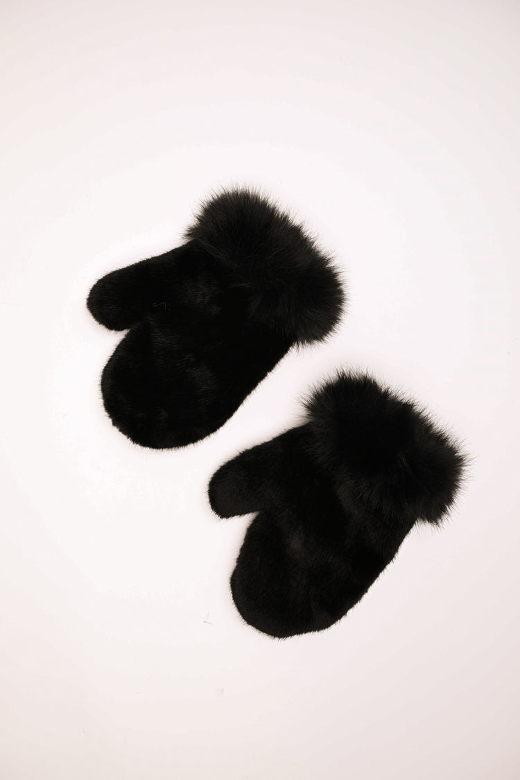 Faux fur mitten gloves