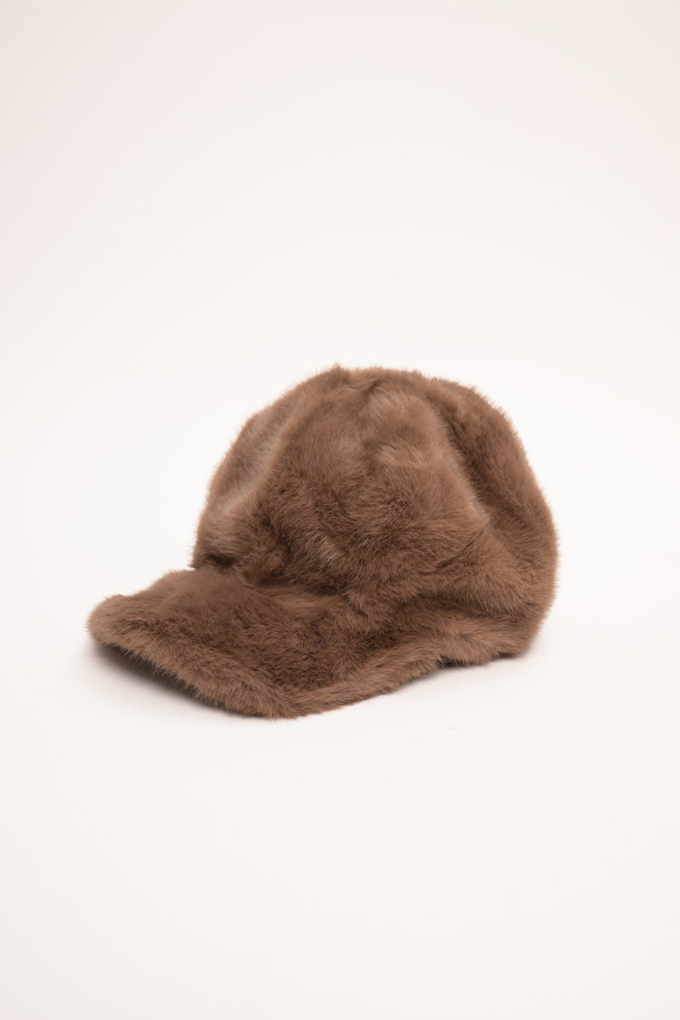 Dark brown plush baseball cap