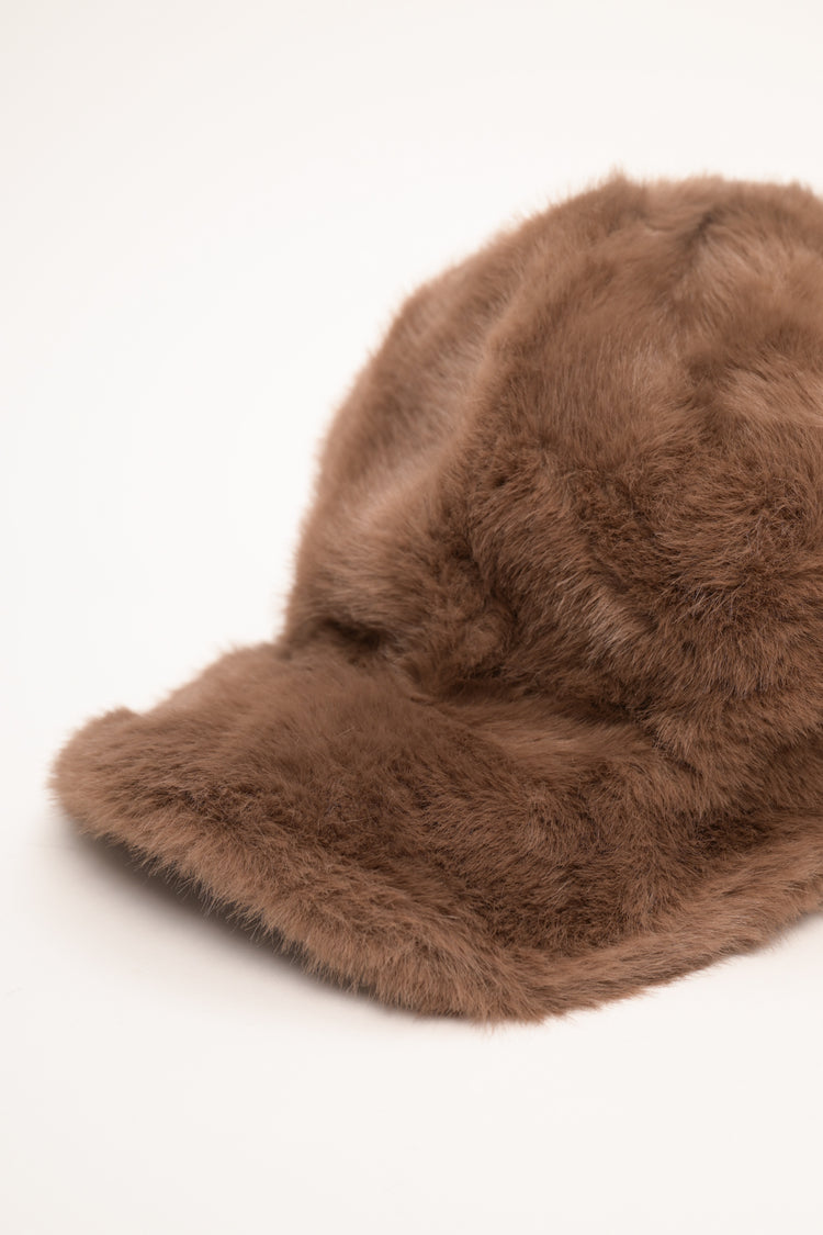 Dark brown plush baseball cap