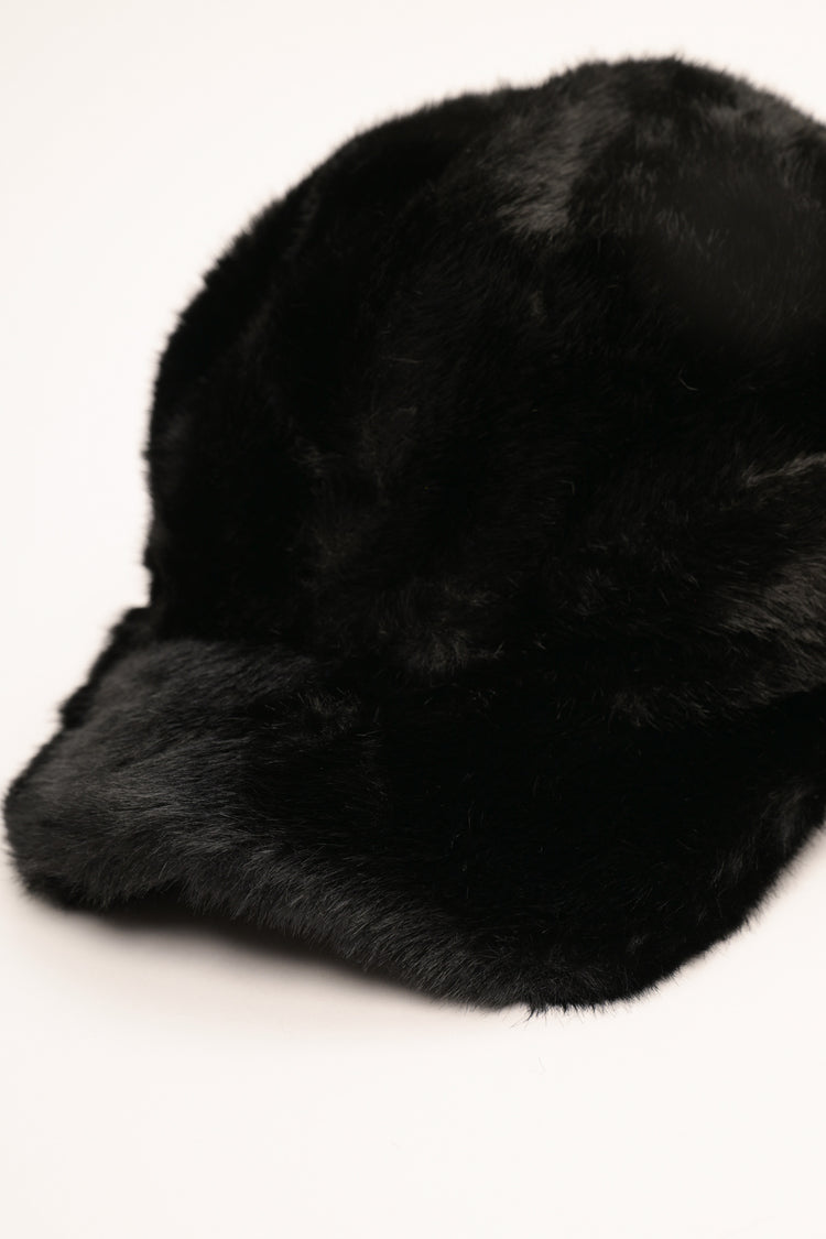 Black plush baseball cap