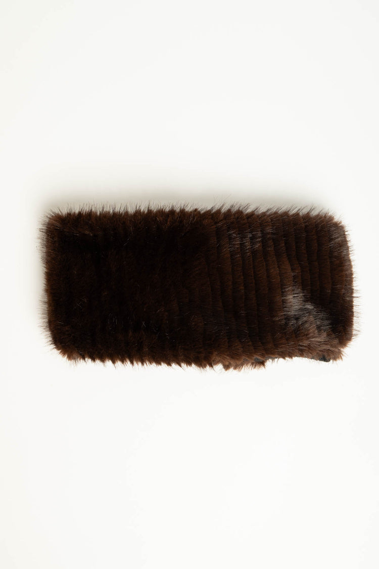 Brown faux-fur headband