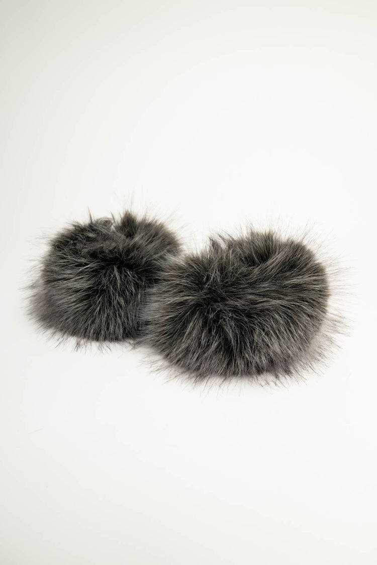 Grey shaded faux-fur cuffs