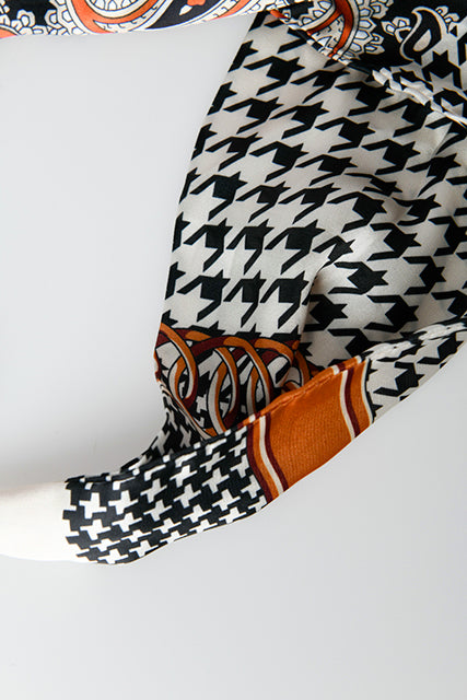 Houndstooth and paisley print scarf