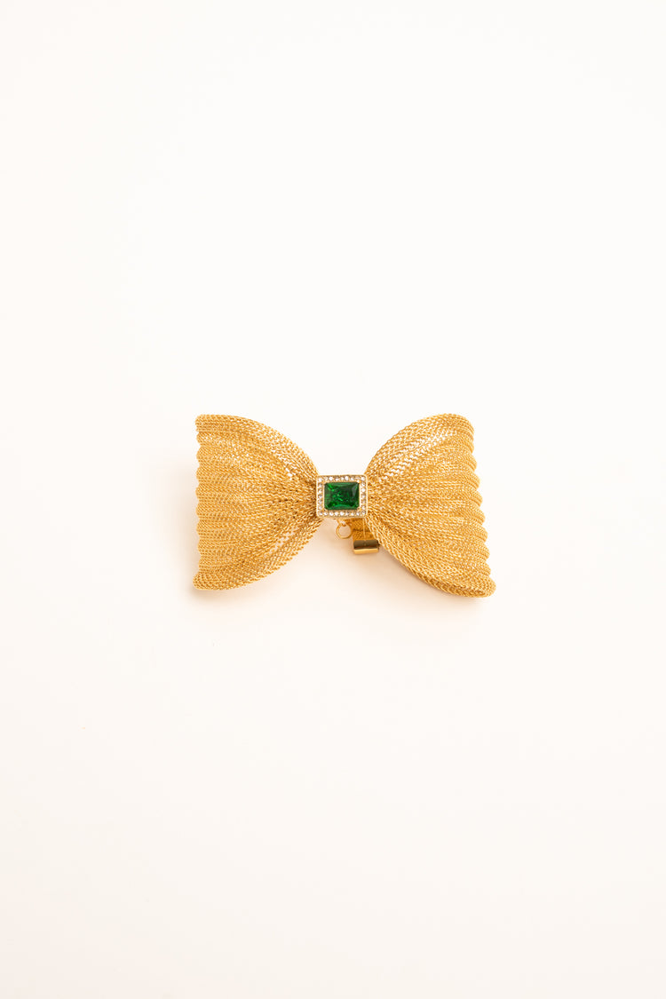 Golden and green filigree bow bracelet