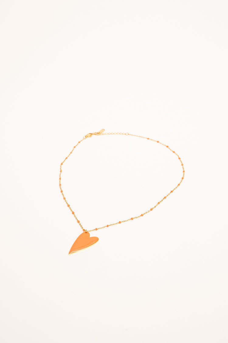 Orange heart pendant necklace