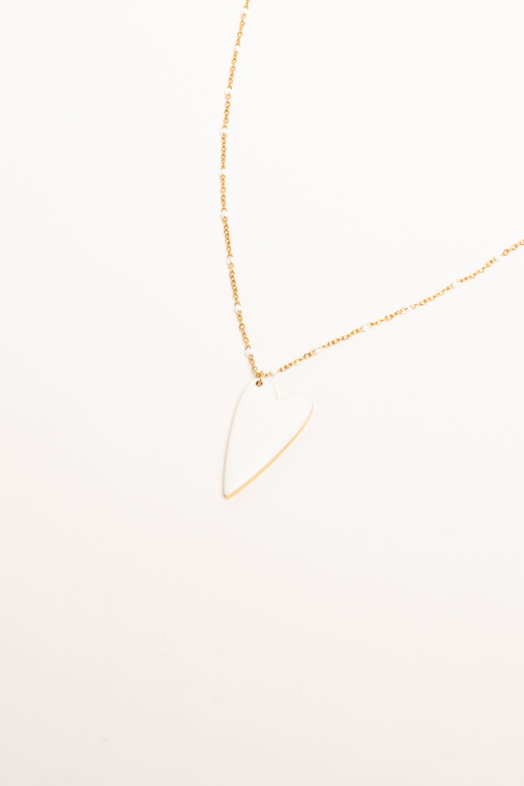 White heart pendant necklace