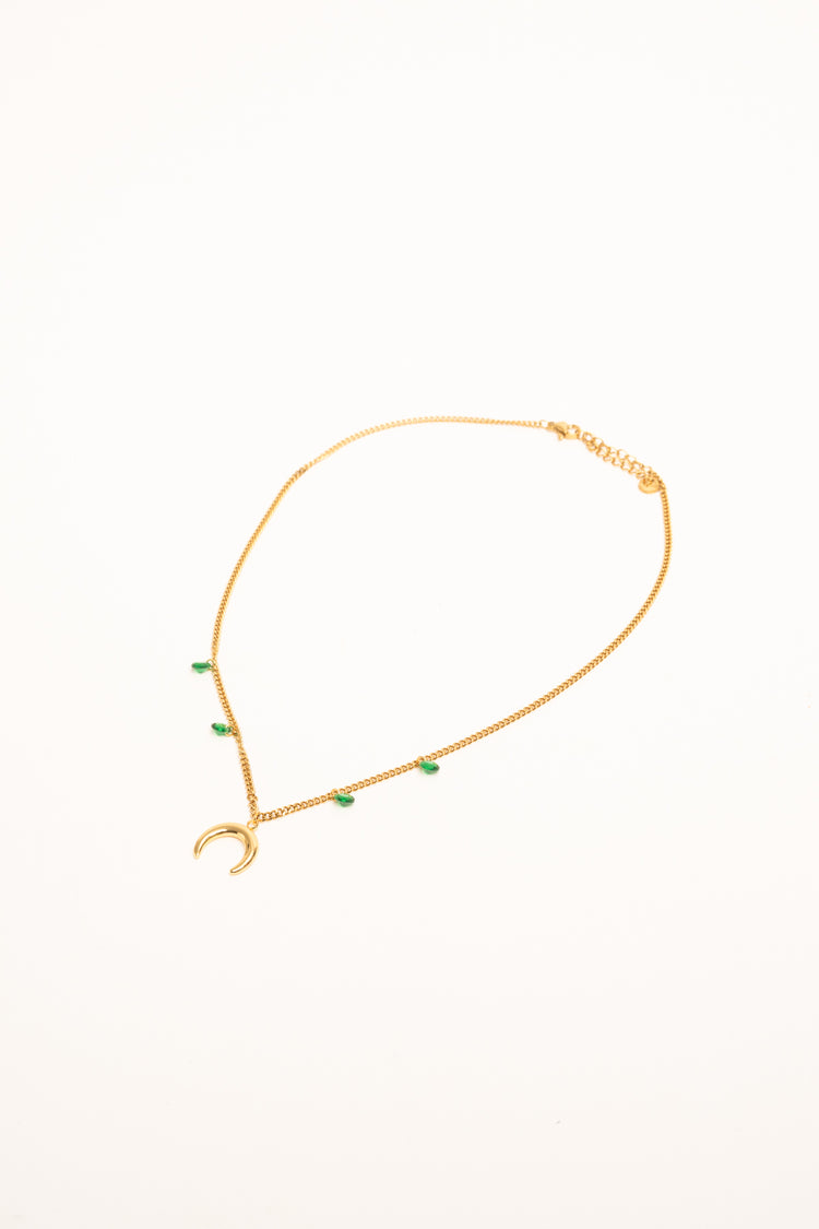 Golden half moon pendant necklace