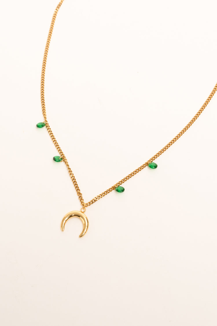Golden half moon pendant necklace