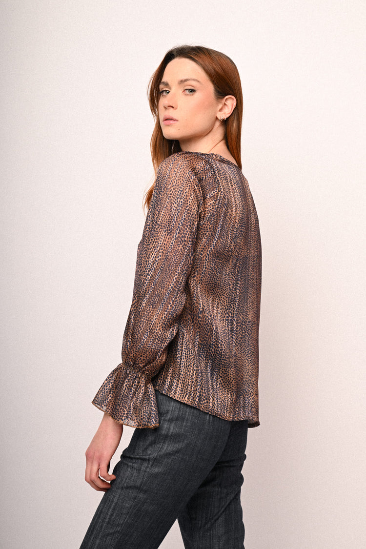 Micro animalier print blouse