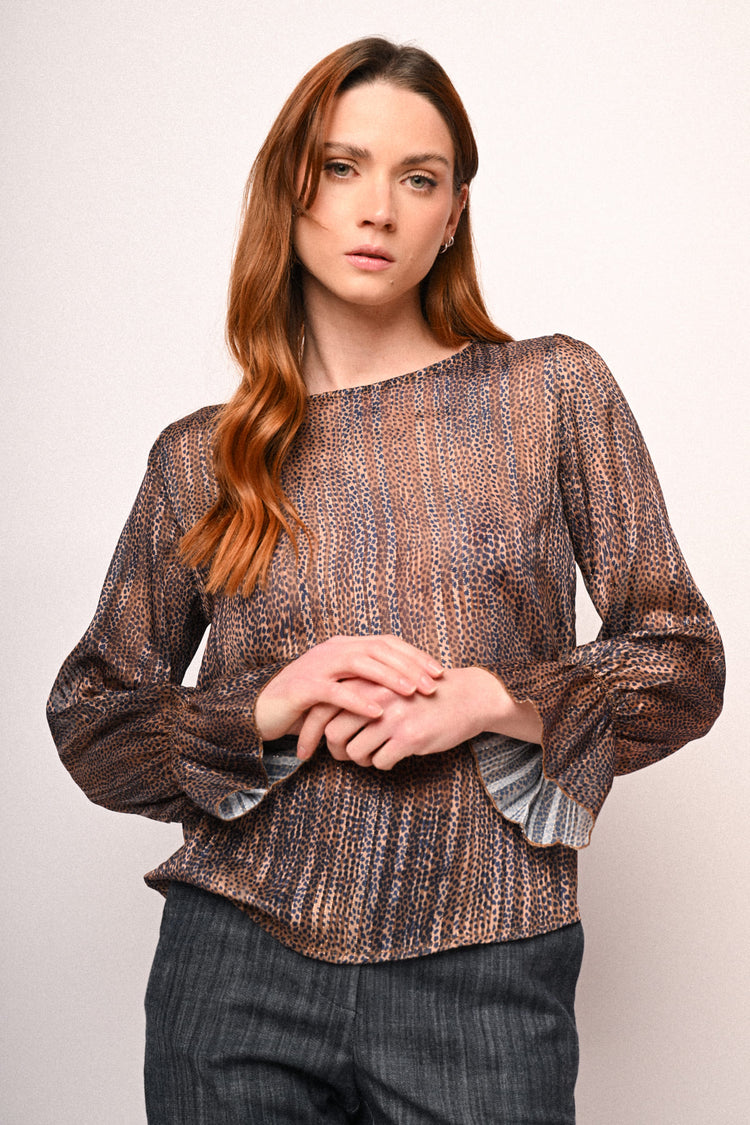 Micro animalier print blouse