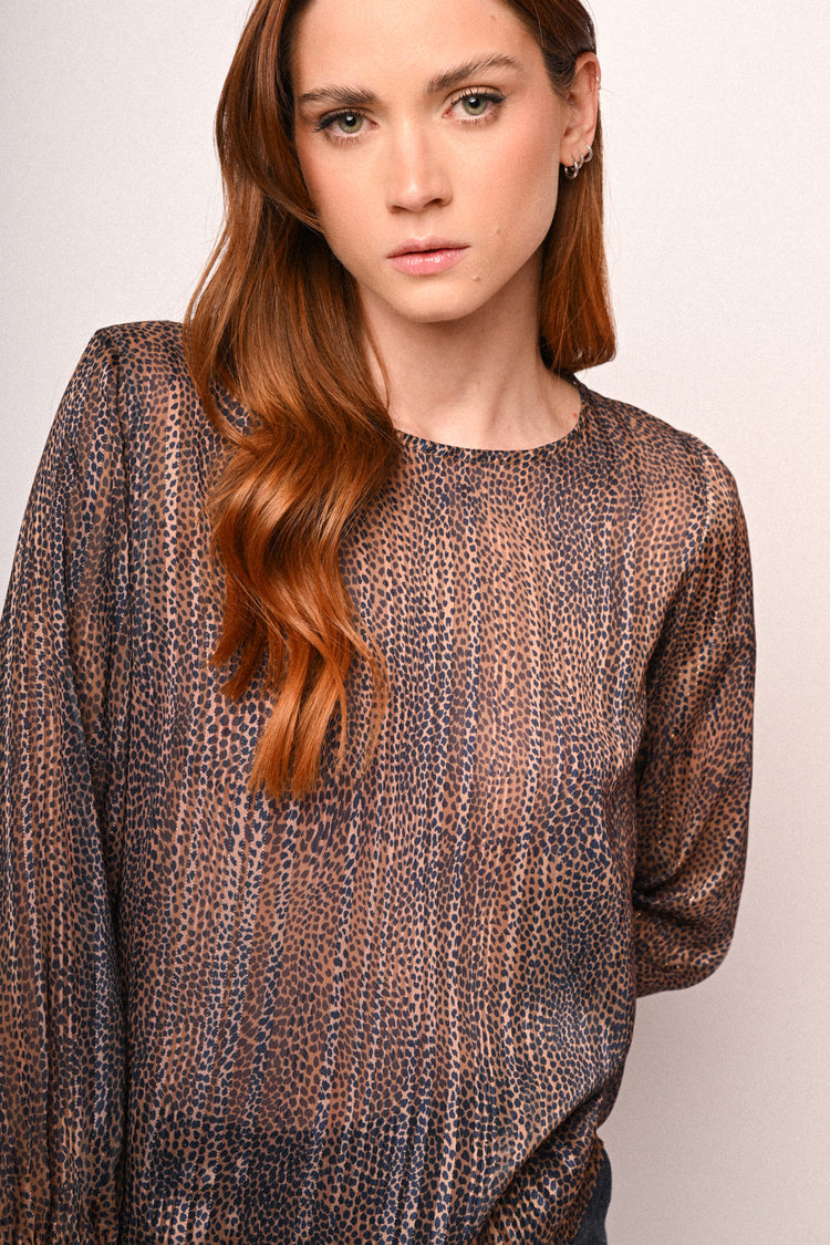Micro animalier print blouse