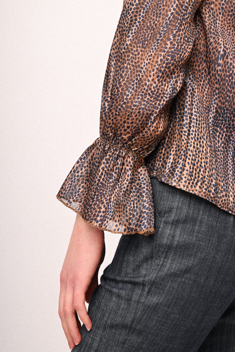 Micro animalier print blouse