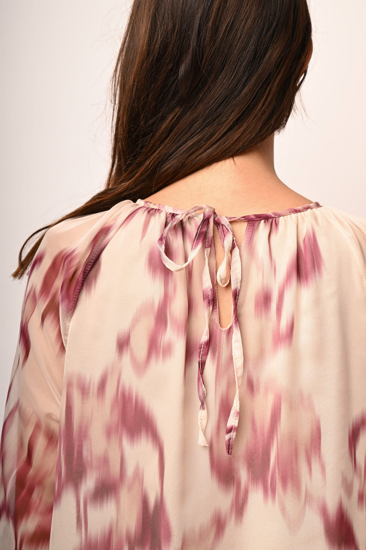 Abstract print ruffle mini dress