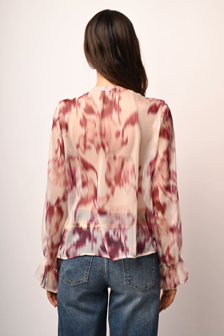 Abstract print frills shirt