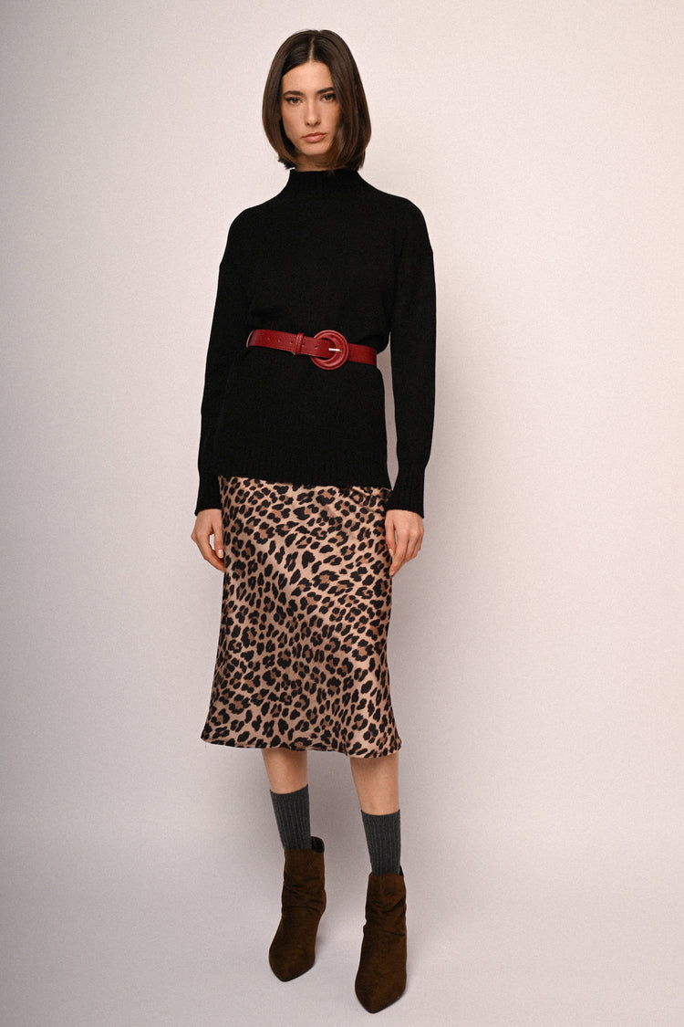 Animalier print midi skirt