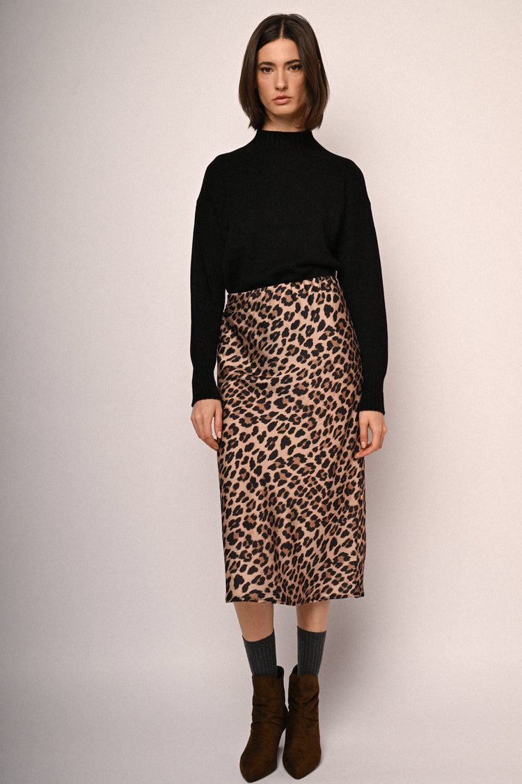 Animalier print midi skirt