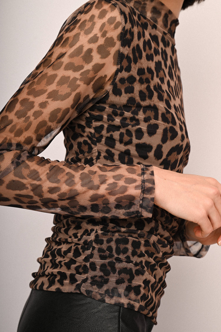 Animalier print tulle top