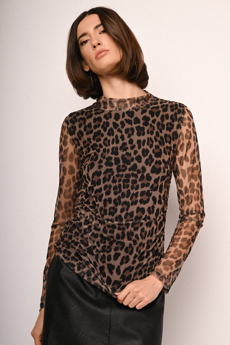 Animalier print tulle top