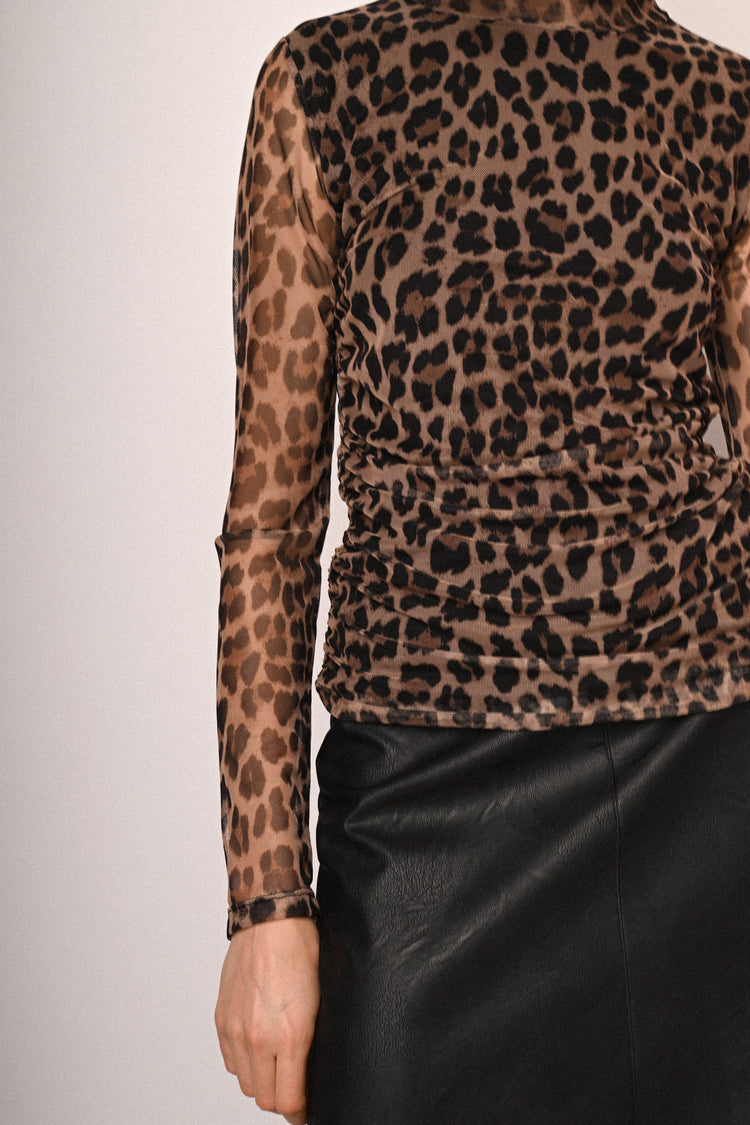 Animalier print tulle top