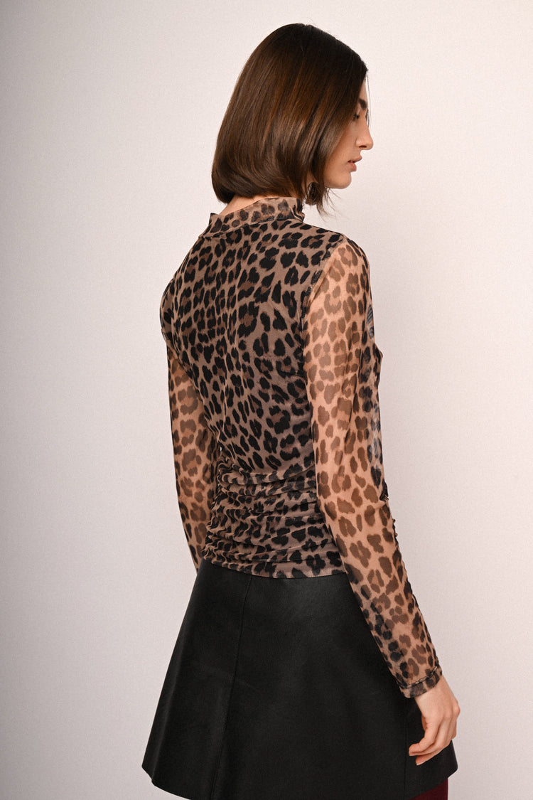 Animalier print tulle top