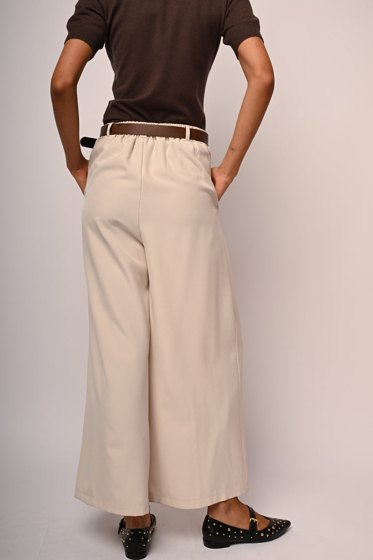 Belted wide-leg trousers
