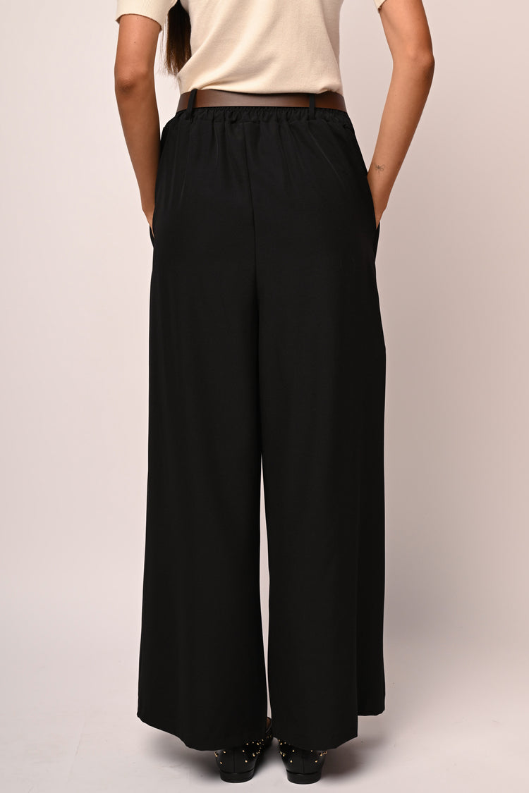 Belted wide-leg trousers