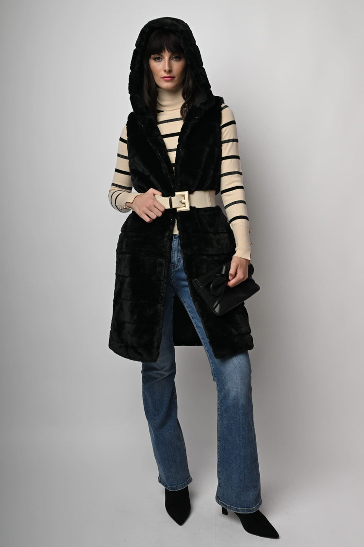 Faux fur long vest