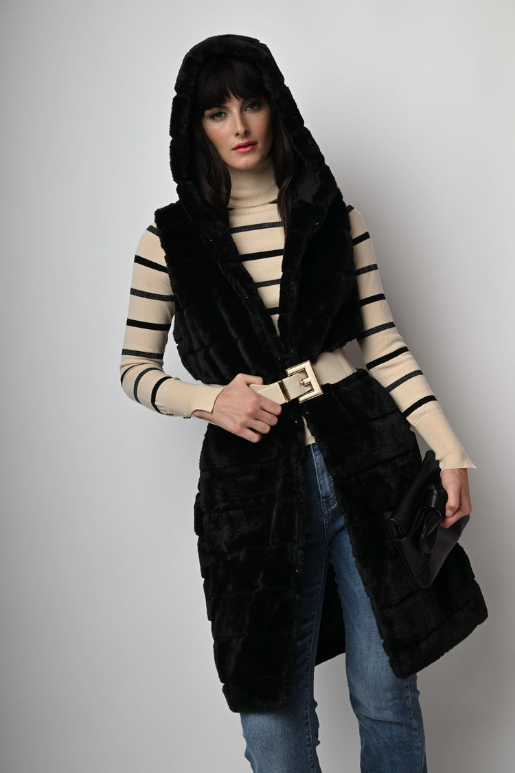 Faux fur long vest