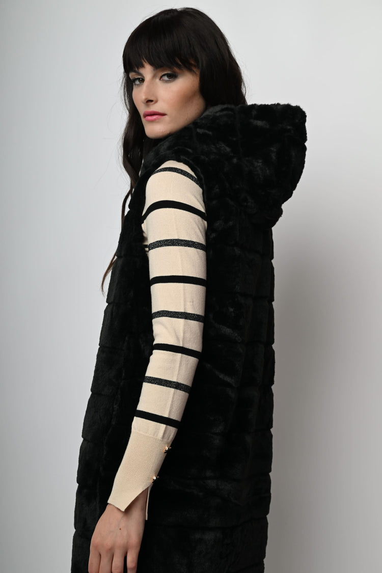 Faux fur long vest