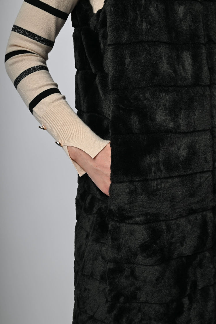 Faux fur long vest