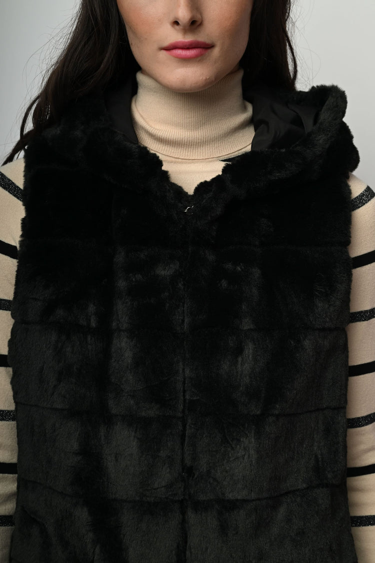 Faux fur long vest