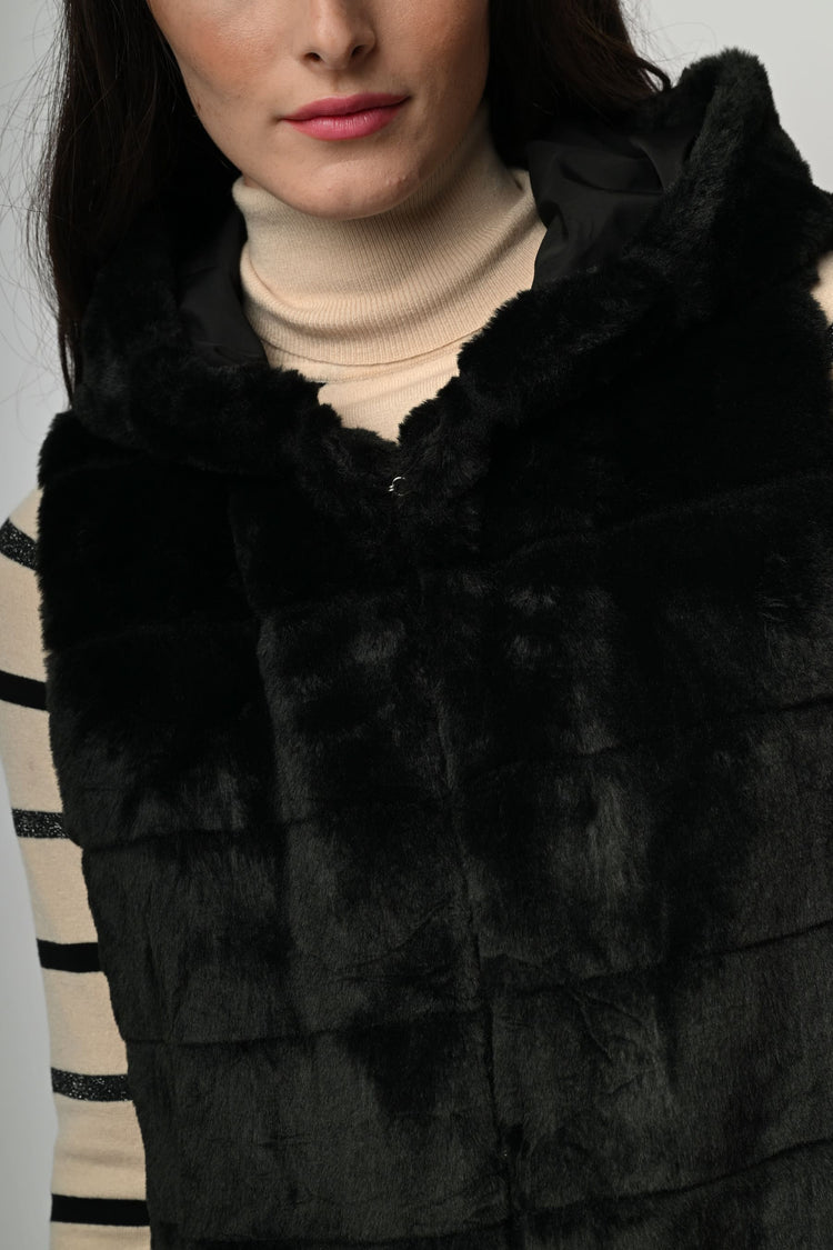 Faux fur long vest