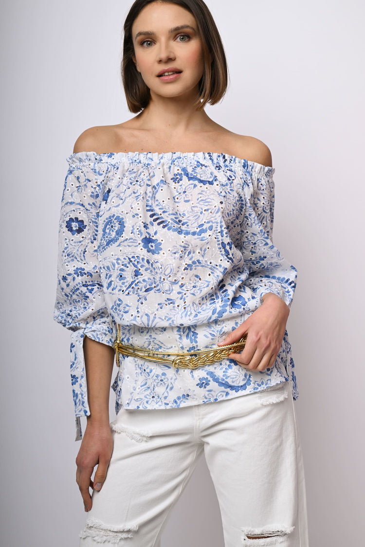 Broderie anglaise off-the-shoulder blouse