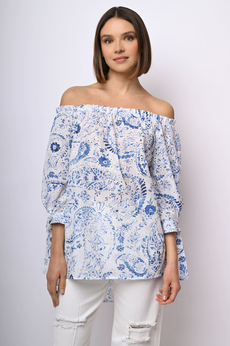 Broderie anglaise off-the-shoulder blouse