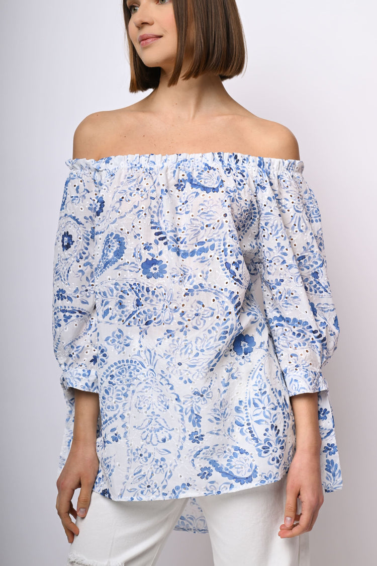 Broderie anglaise off-the-shoulder blouse