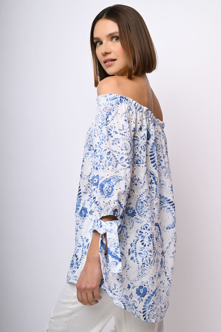 Broderie anglaise off-the-shoulder blouse