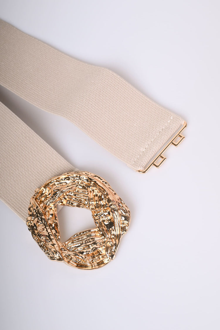 Rounded buckle elastic belt