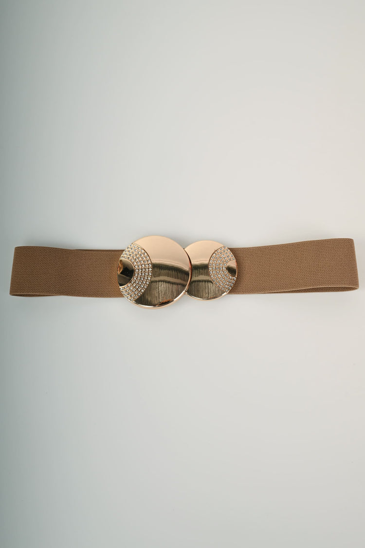 Double round buckle elastic belt