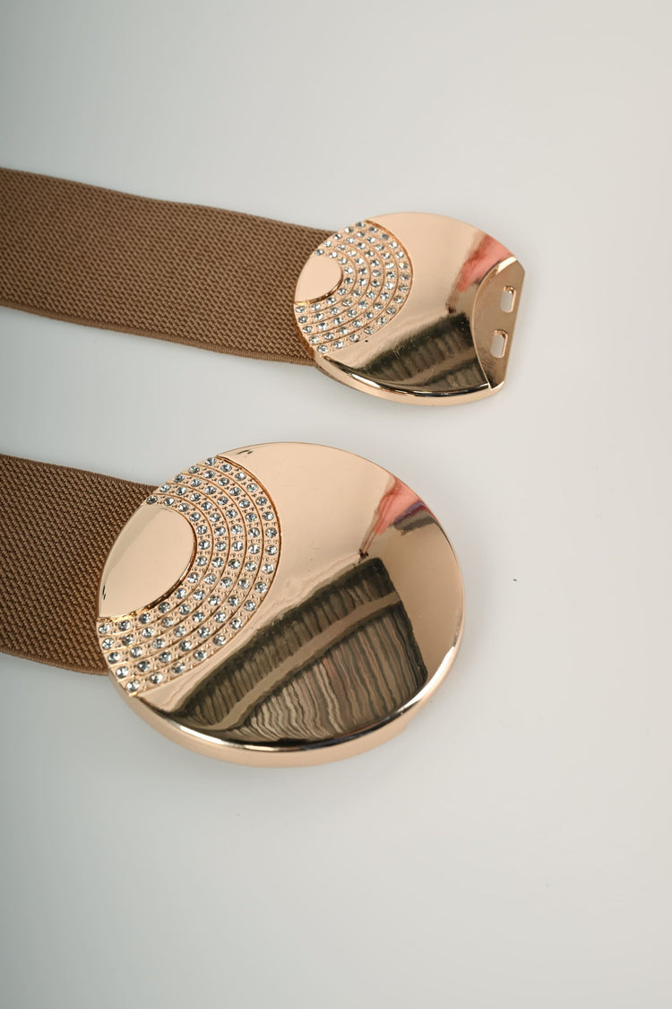Double round buckle elastic belt